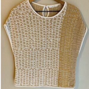 The Row Ayaka Patchwork Woven Top Tan Gold Extra Large